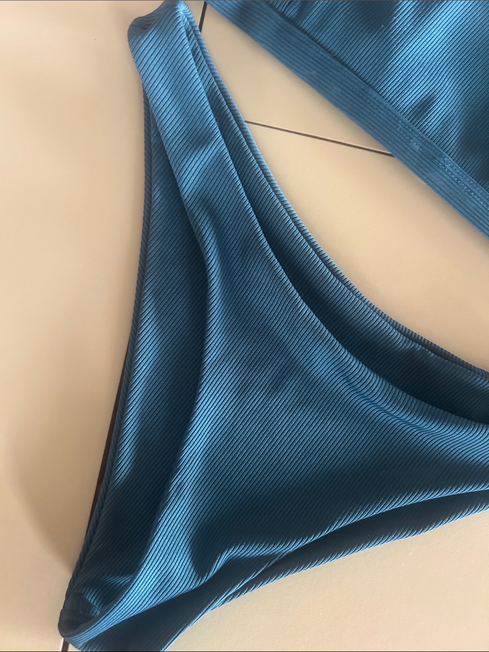 Teal Ribbed Bikini Set - Picture 2 of 5